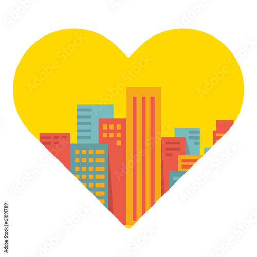 Vector background: a large city in the heart