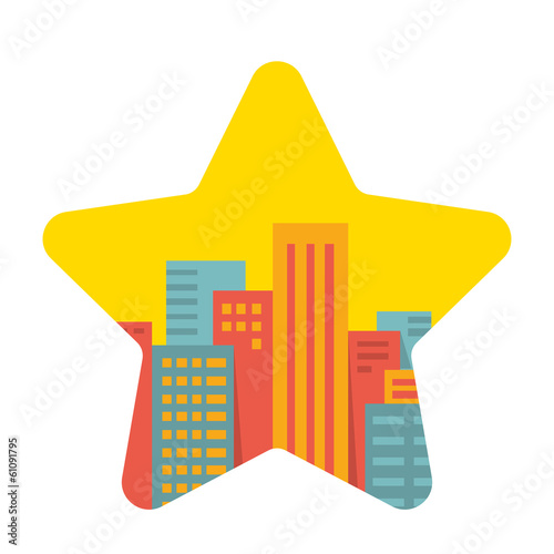 Vector background: a large city in the star
