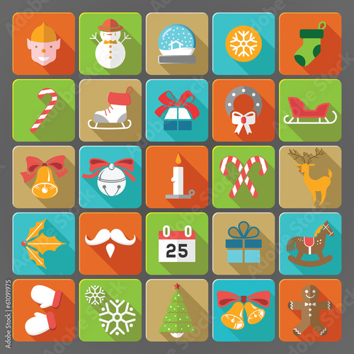 Christmas set of flat icons