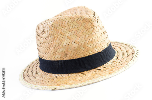 Straw hat on isolated white background