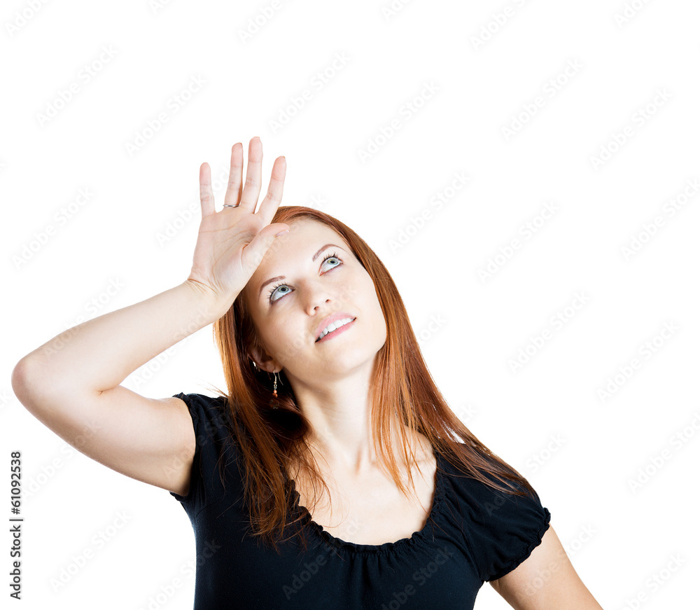 Annoyed woman tired of life making things complicated Annoyed woman tired of life making things complicated