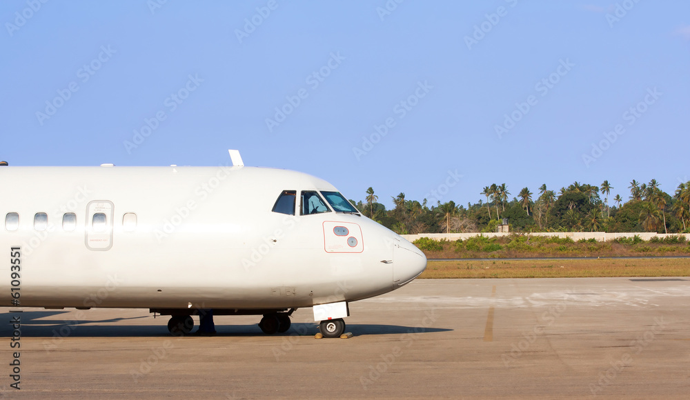 Airplane on airport runway Airplane on airport runway