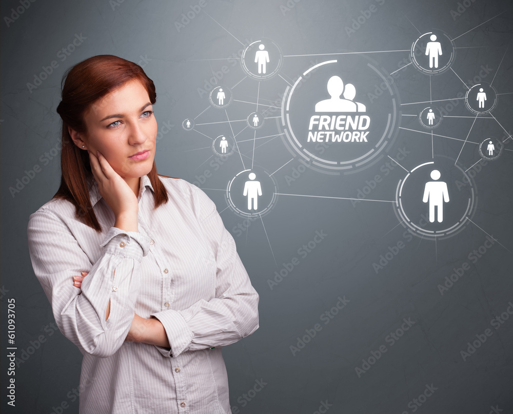 Attractive girl looking at modern social network Attractive girl looking at modern social network