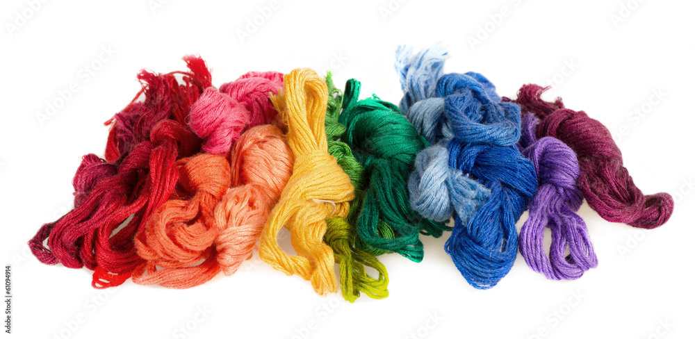 skeins of colored threads for embroidery - muline