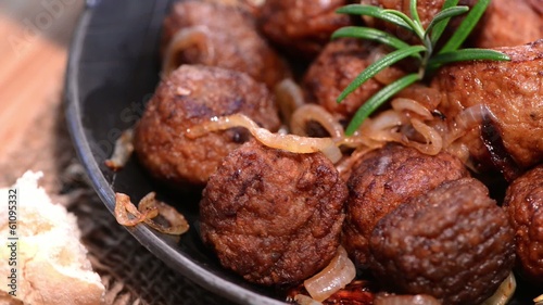Portion of rotating Meatballs