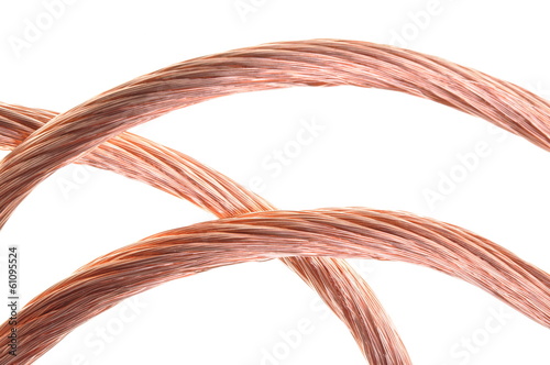 Copper cable lines isolated on white background