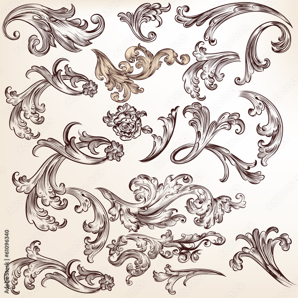 Vector set of flourishes and swirls for design Vector set of flourishes and swirls for design