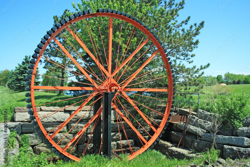 Old Orange Water Wheel