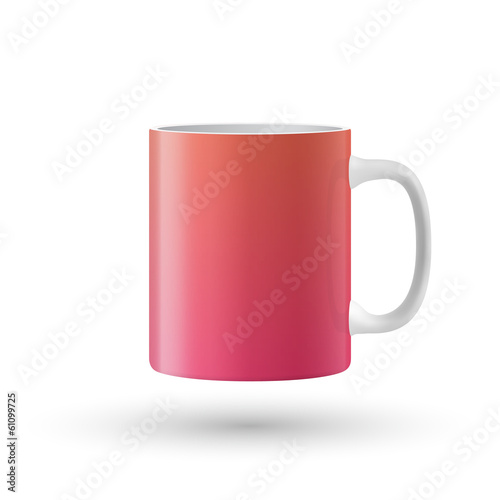 Red cup isolated on white background.