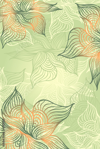 Abstract floral Background with flowers grunge in green color