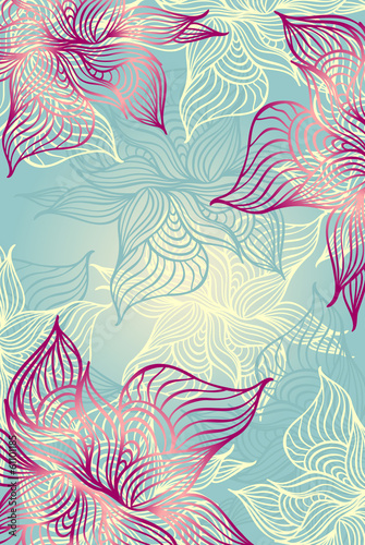 Abstract floral Background with flowers   grunge in blue