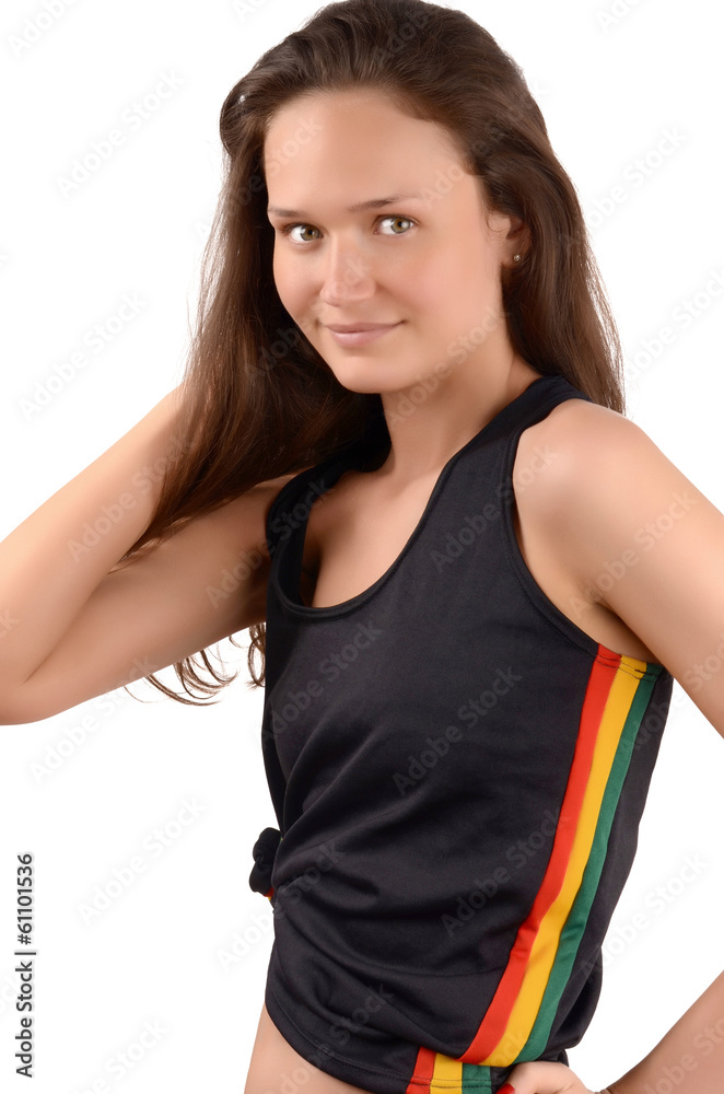 Portrait of a beautiful exotic girl smiling. Isolated on white. Portrait of a beautiful exotic girl smiling. Isolated on white.