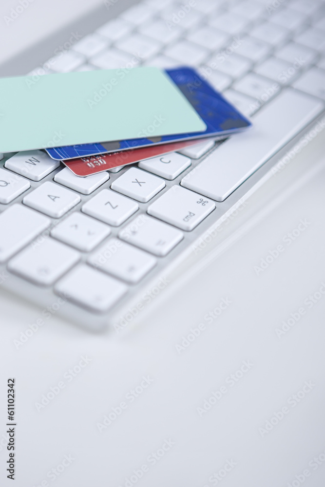 Credit cards On Computer Keyboard