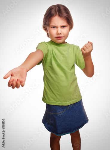 Canvastavla girl teen swears evil expression dissatisfied quarrel isolated o