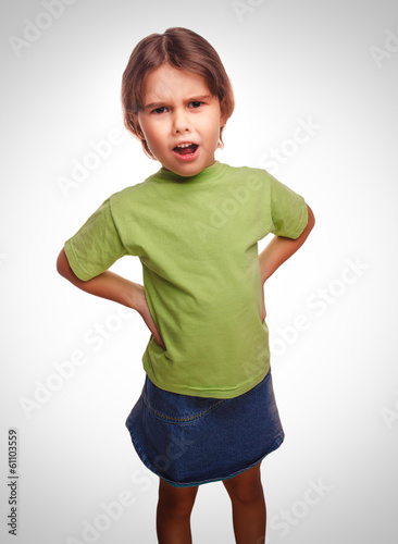 Canvastavla teen girl swears evil expression dissatisfied quarrel isolated o