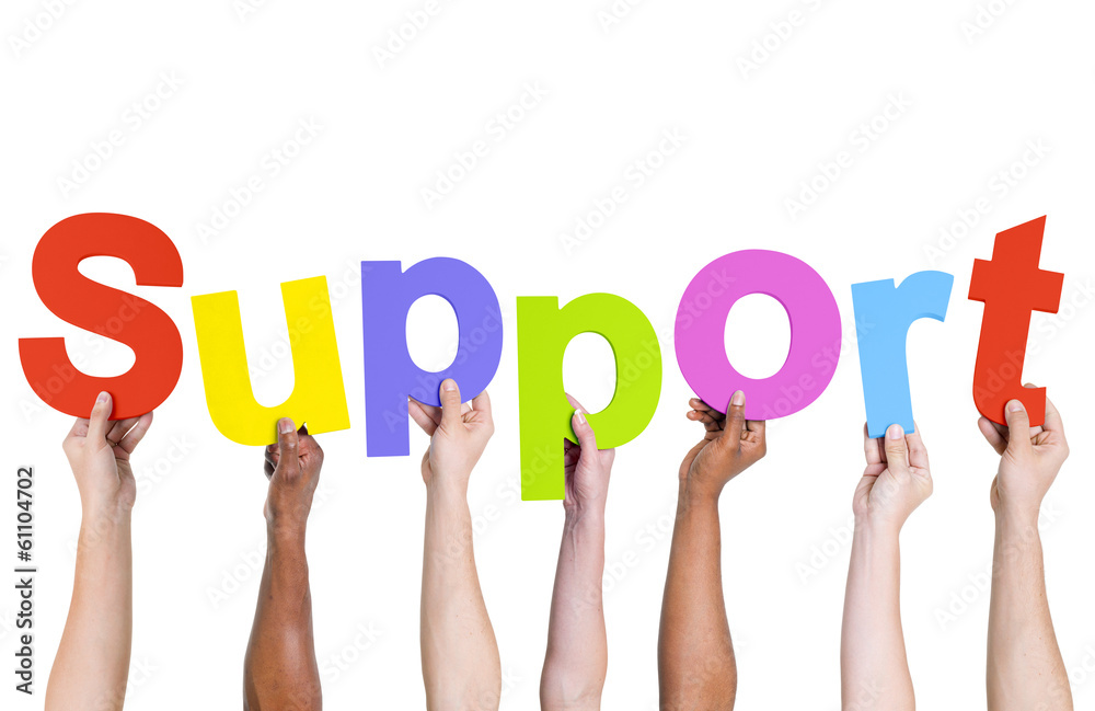 Hands holding SUPPORT