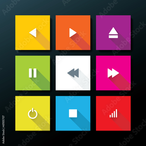 Vector flat media icon set