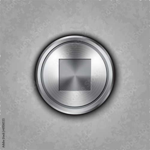 Vector round metal stop button