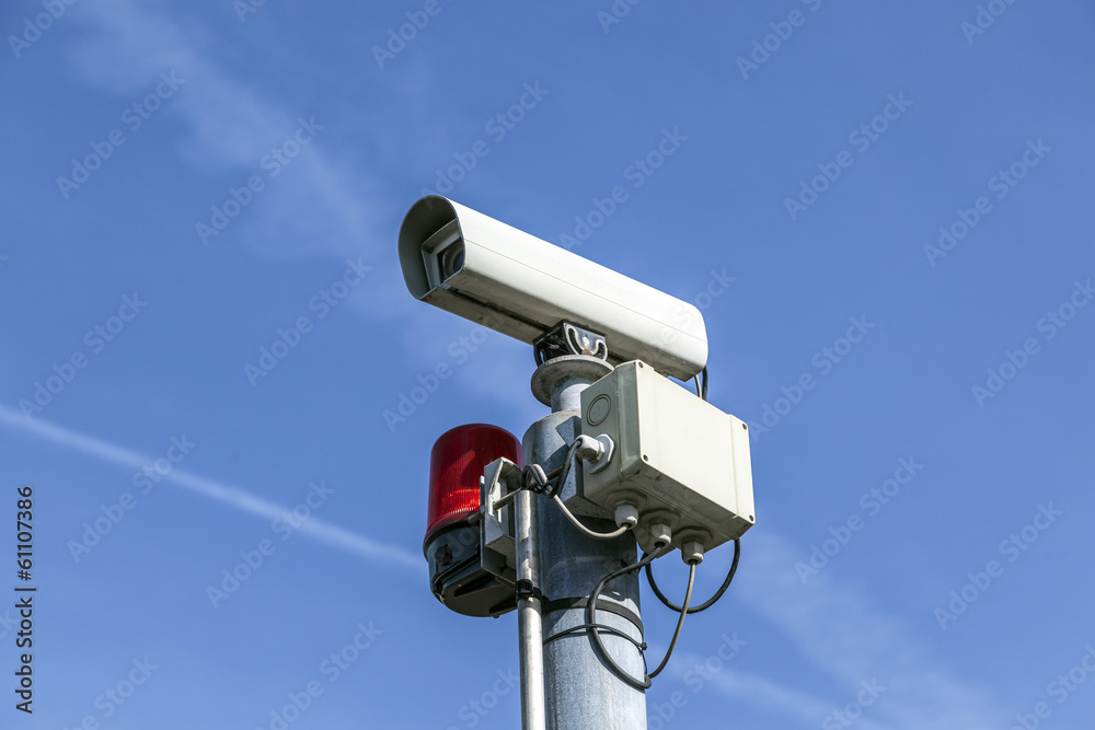 security camera under blue sky