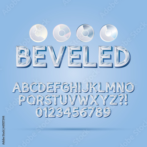 Crystal Beveled Outline Font and Numbers, Eps 10 Vector, Editabl