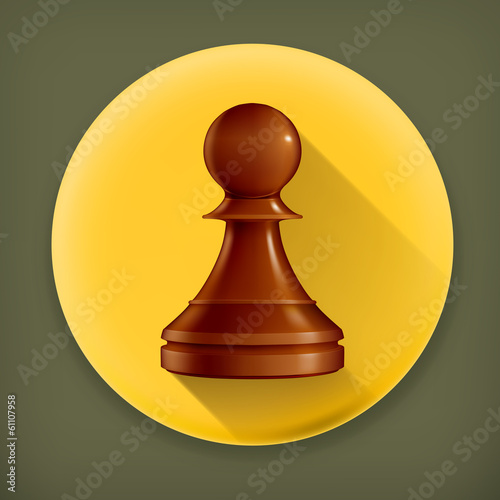 Chess Pawn, long shadow vector icon