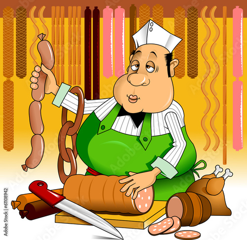 cheerful butcher