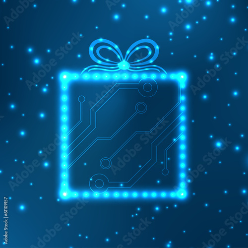 EPS10 circuit board christmas gift box background