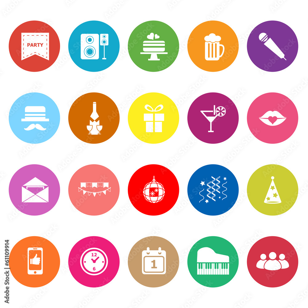 Celebration flat icons on white background Celebration flat icons on white background