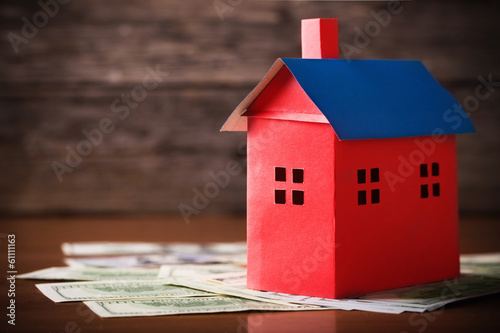 House from the paper and money on wooden background © Maya Kruchancova