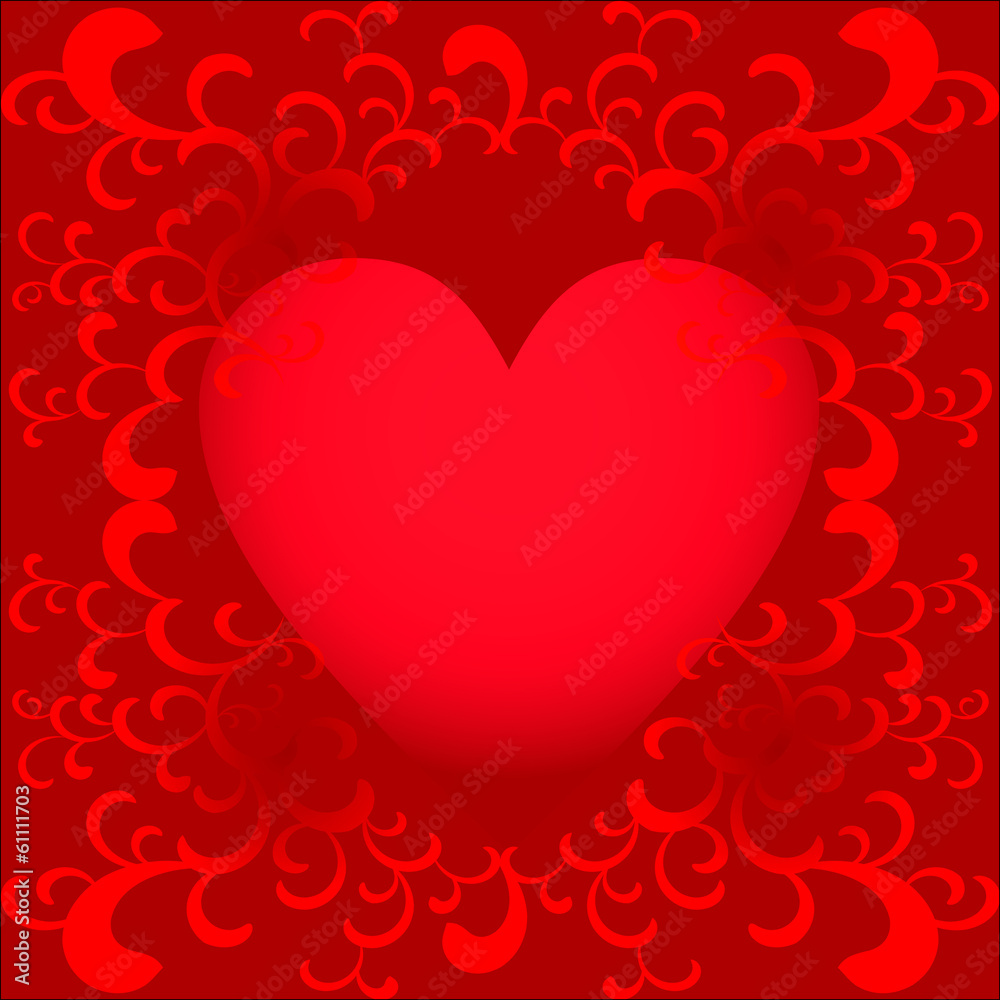 Love card with scrolls and hearts. Love card with scrolls and hearts.
