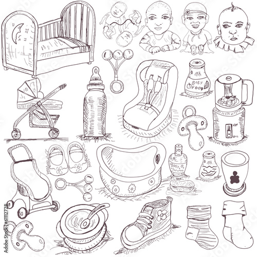 hand drawn baby set