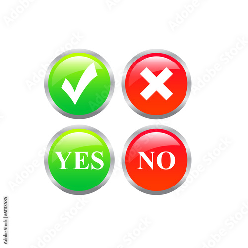 button Yes and No, colorful delete and check