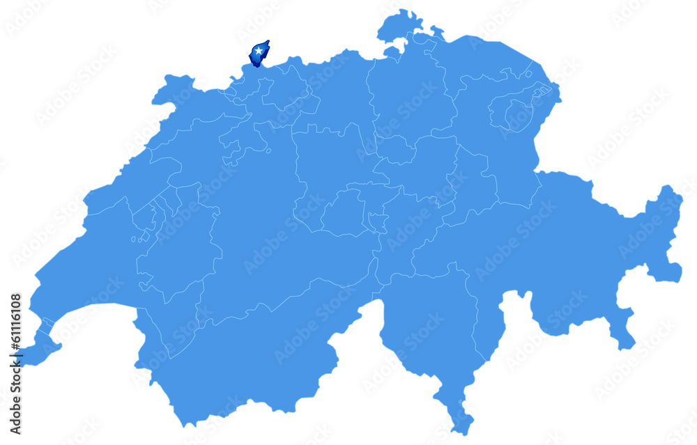 Map of Switzerland where Basel - Stadt is pulled out