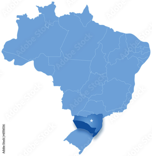 Map of Brazil where Santa Catarina is pulled out
