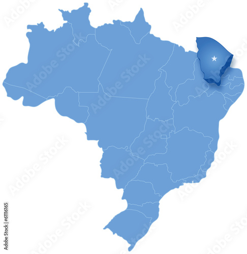 Map of Brazil where Ceara is pulled out