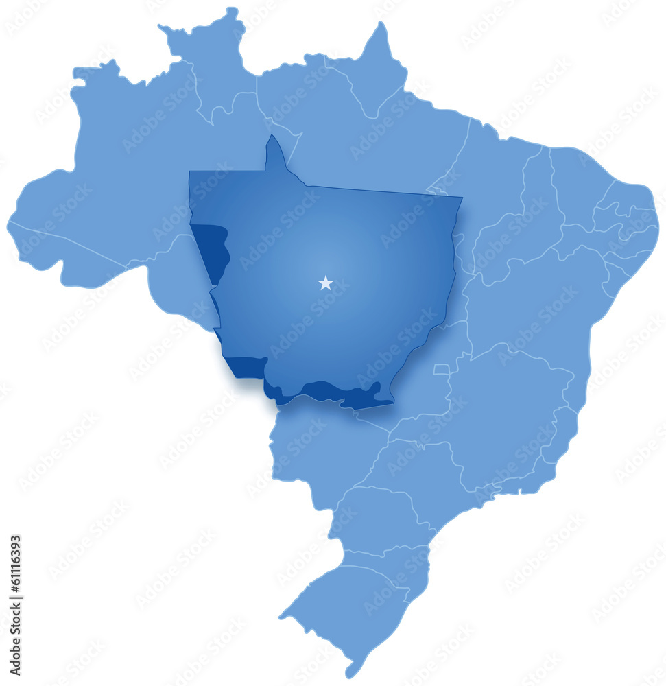 Fototapeta premium Map of Brazil where Mato Grosso is pulled out