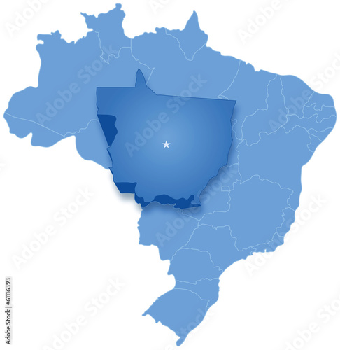 Map of Brazil where Mato Grosso is pulled out