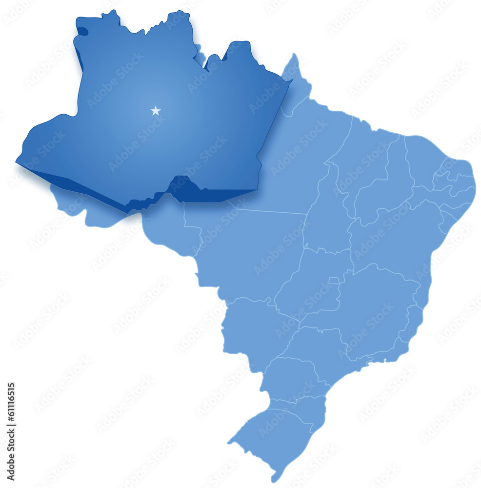 Map of Brazil where Amazonas is pulled out