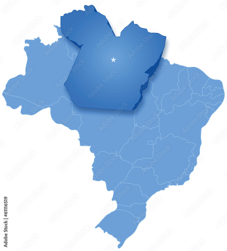 Fototapeta premium Map of Brazil where Para is pulled out