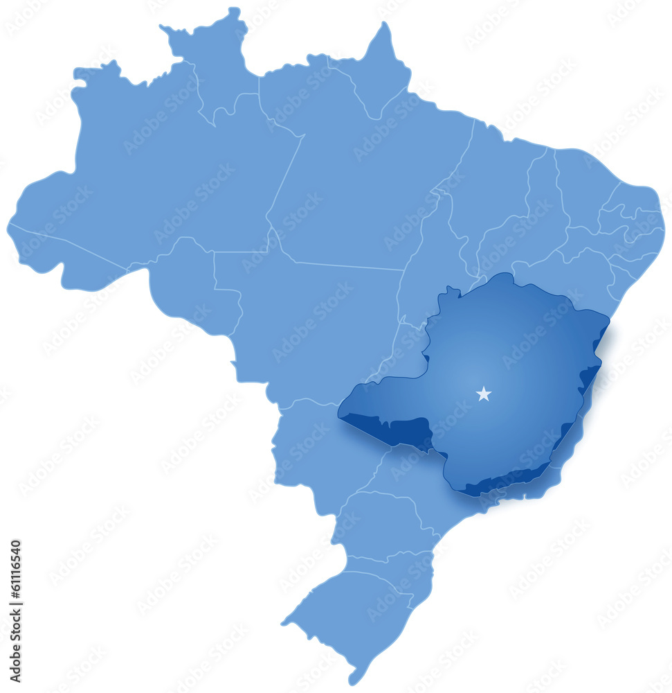 Map of Brazil where Minas Gerais is pulled out