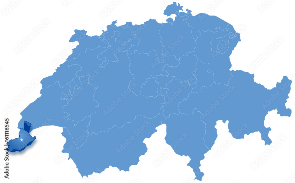 Map of Switzerland where Geneva is pulled out