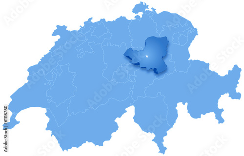 Map of Switzerland where Schwyz is pulled out