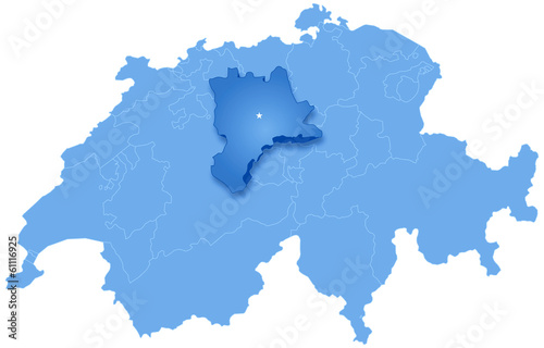 Map of Switzerland where Lucerne is pulled out
