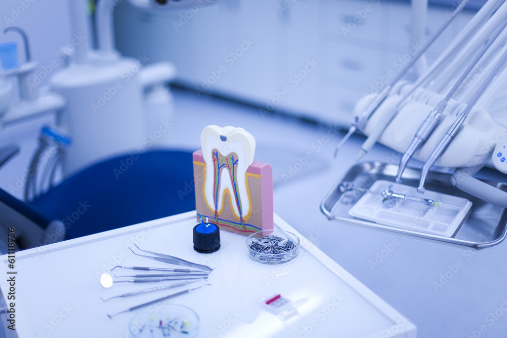 Dental instruments and tools in a dentists office Dental instruments and tools in a dentists office