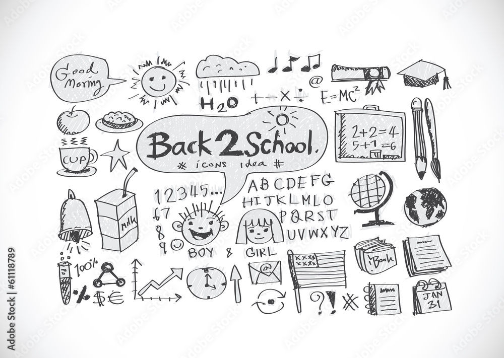 drawing school items Back to School Vector illustration