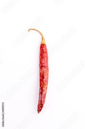 dried red chilli pepper isolated white background