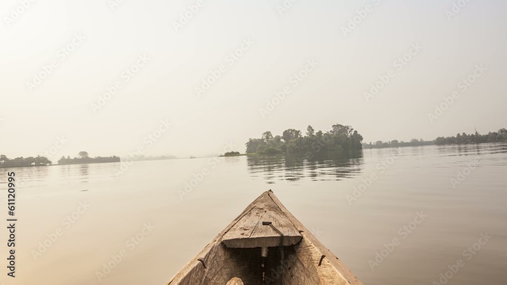 Canoe ride from tropical island in Ghana, Africa