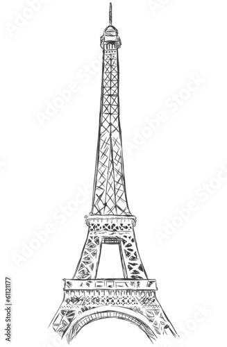 vector sketch illustration - Eiffel Tower