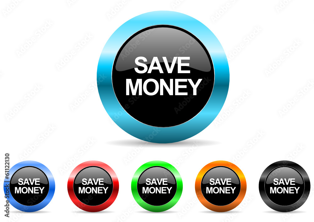 save money icon vector set