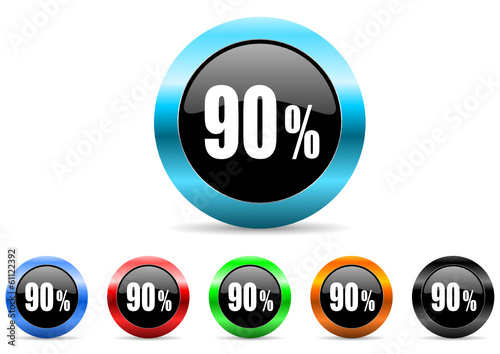 90 percent icon vector set